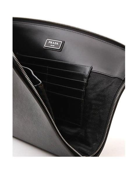 Prada Men's Saffiano Document Holder Black 